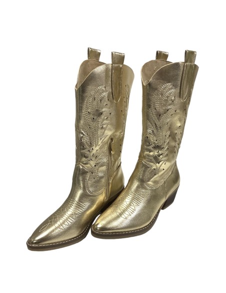 BOTIN COW BOY METALIZADO ORO