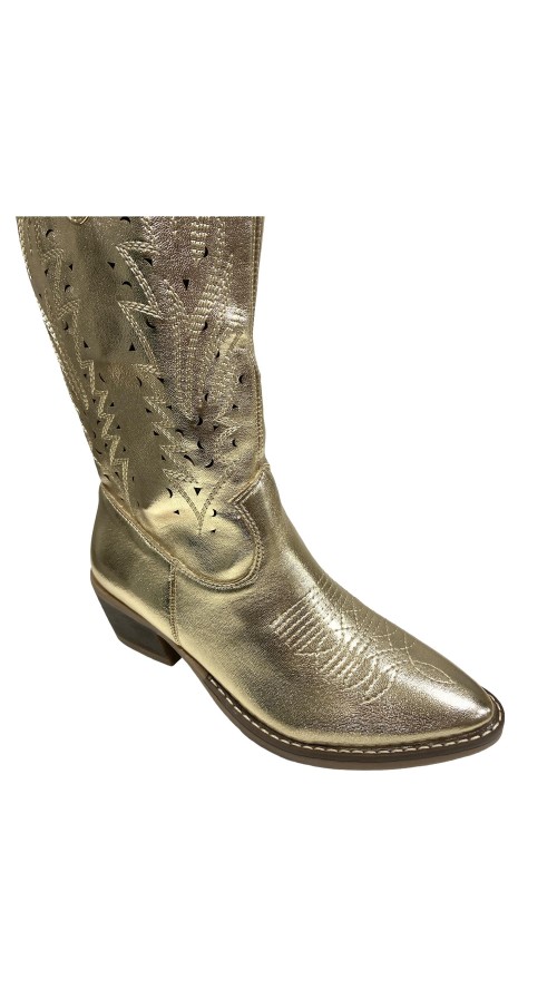 BOTIN COW BOY METALIZADO ORO