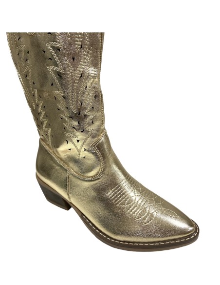 BOTIN COW BOY METALIZADO ORO