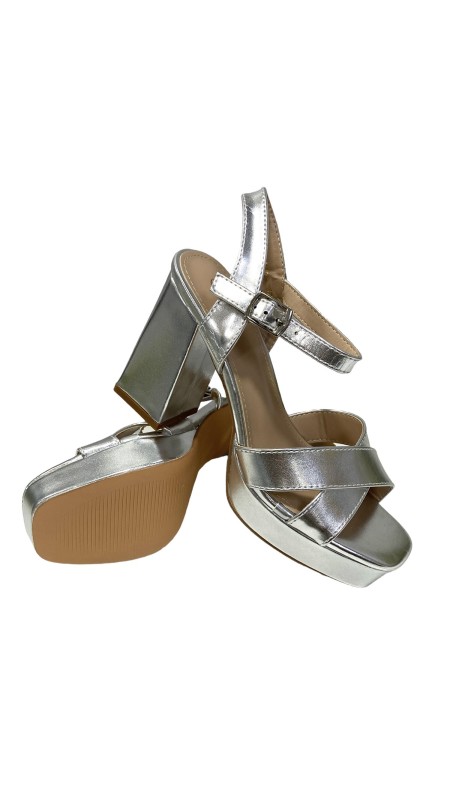SANDALIA TIRAS CRUZADA PLATA 2