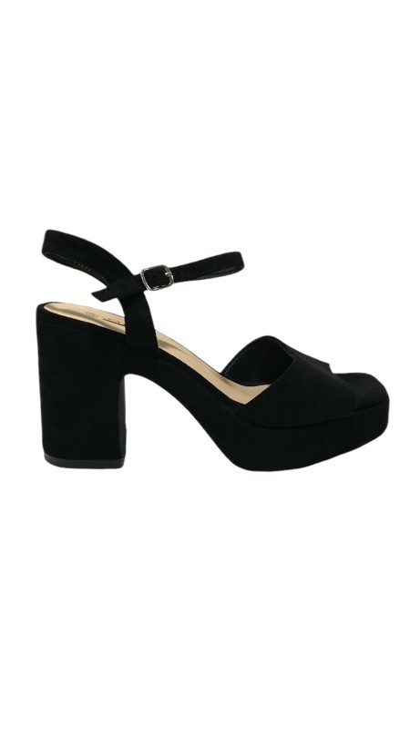 SANDALIA TIRA TACON ANCHO NEGRO