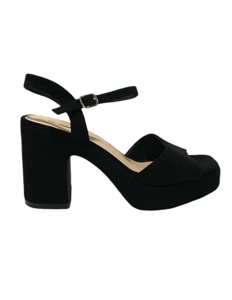 SANDALIA TIRA TACON ANCHO NEGRO