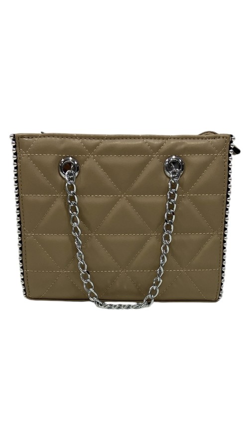 BOLSO RECTANGULAR TACHUELAS BEIG