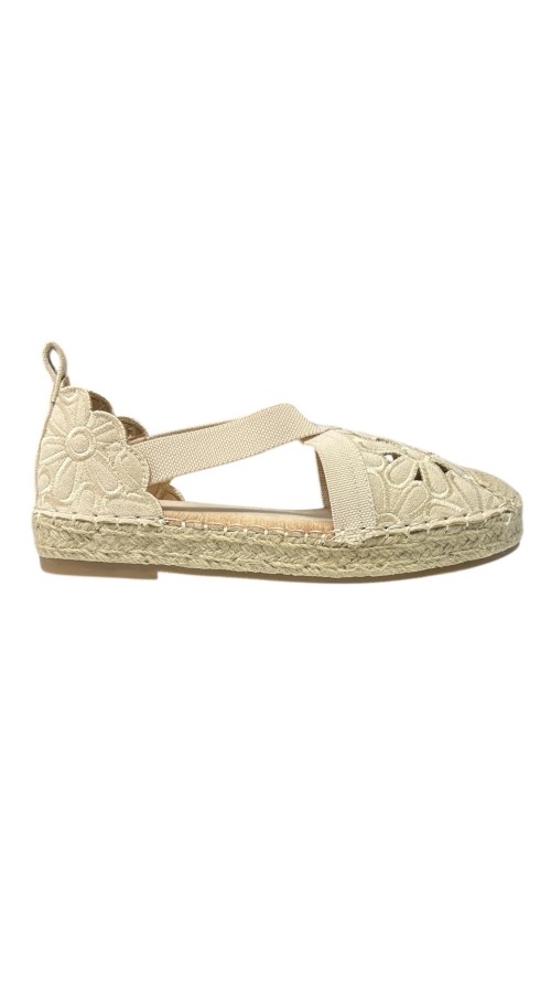 SANDALIA BORDADA CON ELASTICOS BEIG