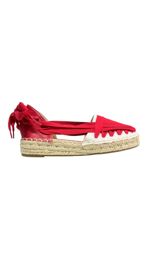 SANDALIA CUERDAS BEIG Y ROJO