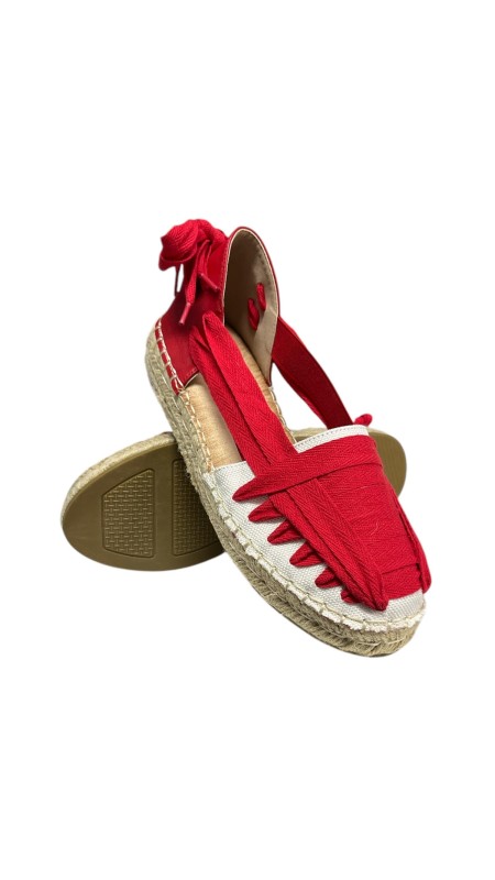 SANDALIA CUERDAS BEIG Y ROJO 2