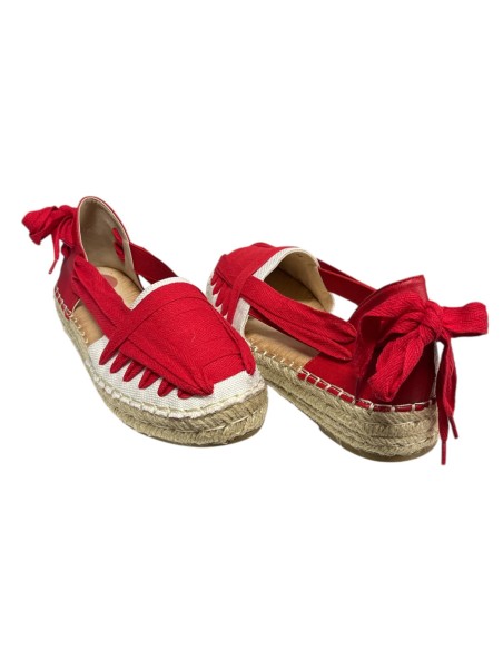 SANDALIA CUERDAS BEIG Y ROJO