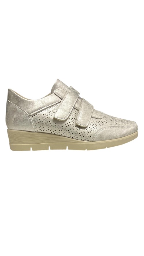 MOCASIN CON 2 VELCROS ORO