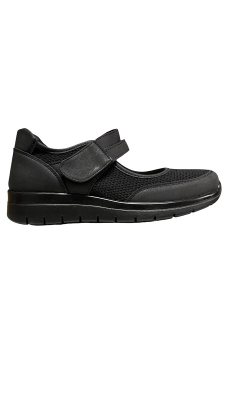 MOCASIN CONFOR LONA CON VELCR0 NEGRO