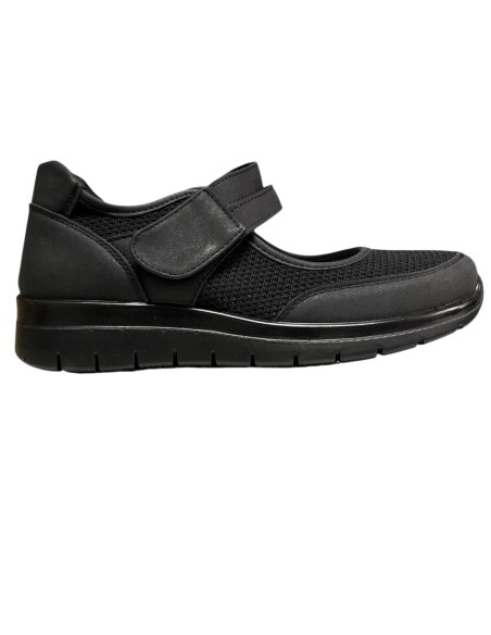 MOCASIN CONFOR LONA CON VELCR0 NEGRO