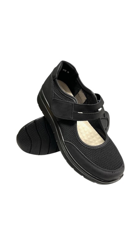 MOCASIN CONFOR LONA CON VELCR0 NEGRO 2