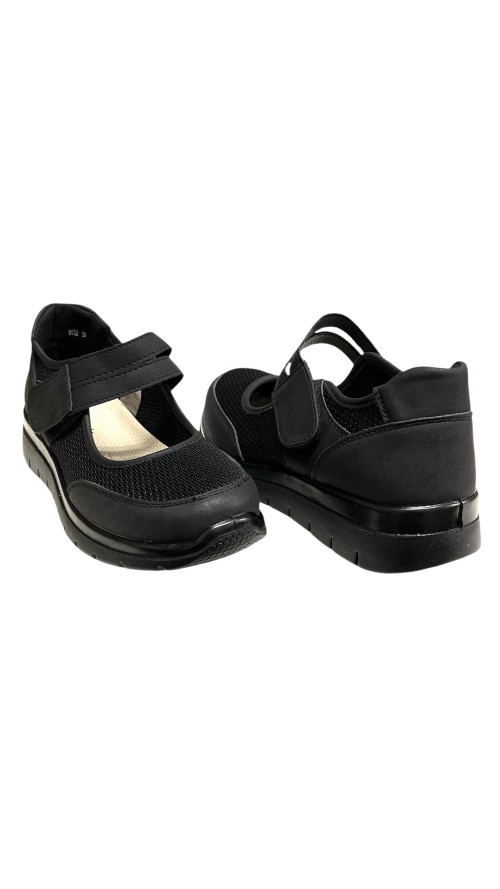 MOCASIN CONFOR LONA CON VELCR0 NEGRO