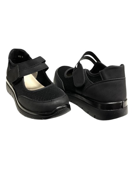 MOCASIN CONFOR LONA CON VELCR0 NEGRO