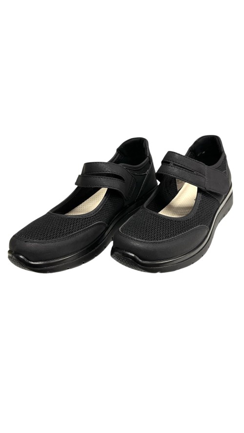 MOCASIN CONFOR LONA CON VELCR0 NEGRO