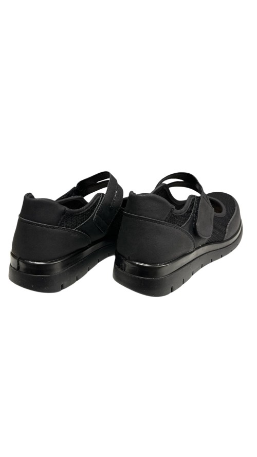 MOCASIN CONFOR LONA CON VELCR0 NEGRO