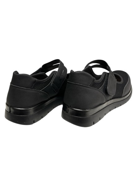 MOCASIN CONFOR LONA CON VELCR0 NEGRO