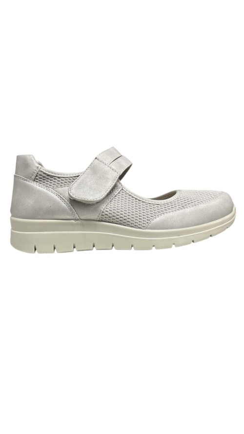 MOCASIN CONFOR LONA CON VELCR0 PLATA
