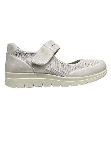 MOCASIN CONFOR LONA CON VELCR0 PLATA