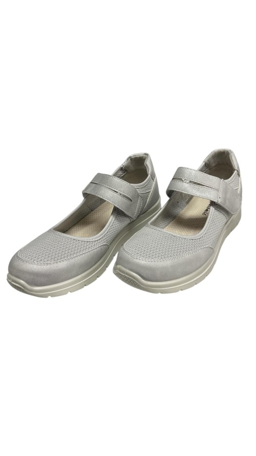 MOCASIN CONFOR LONA CON VELCR0 PLATA