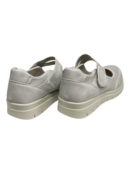 MOCASIN CONFOR LONA CON VELCR0 PLATA