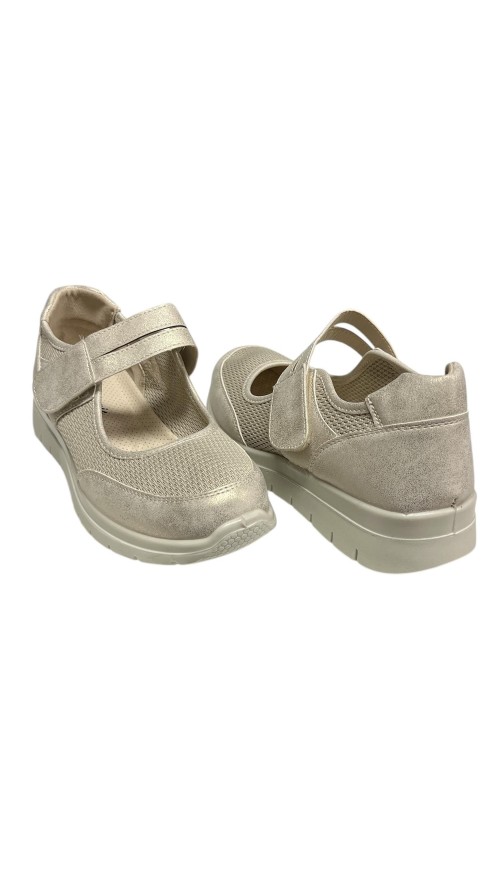 MOCASIN CONFOR LONA CON VELCR0 ORO