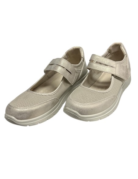 MOCASIN CONFOR LONA CON VELCR0 ORO