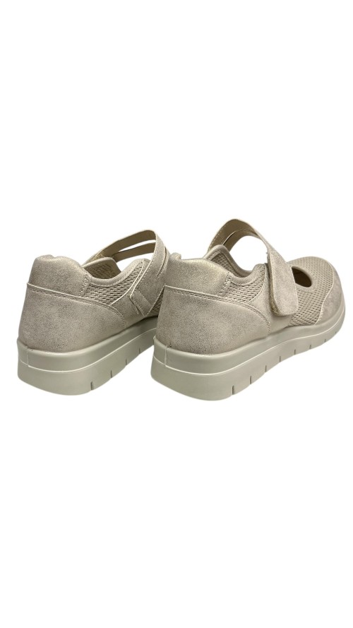 MOCASIN CONFOR LONA CON VELCR0 ORO