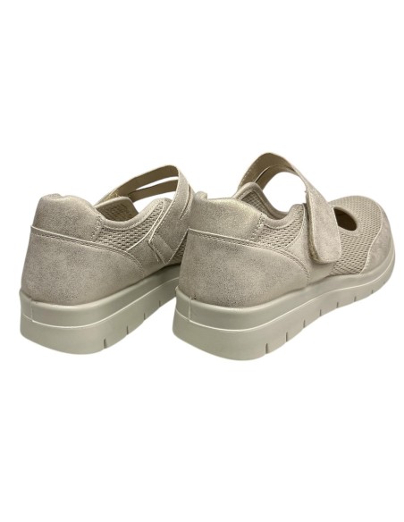 MOCASIN CONFOR LONA CON VELCR0 ORO