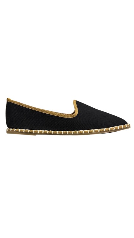 MOCASIN PLANO RIBETE SLIPPERS NEGRO