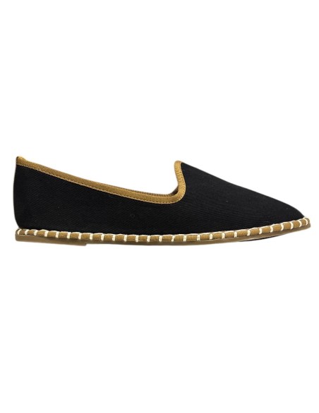 MOCASIN PLANO RIBETE SLIPPERS NEGRO