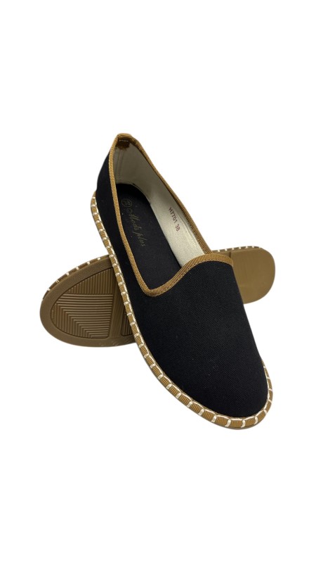 MOCASIN PLANO RIBETE SLIPPERS NEGRO 2