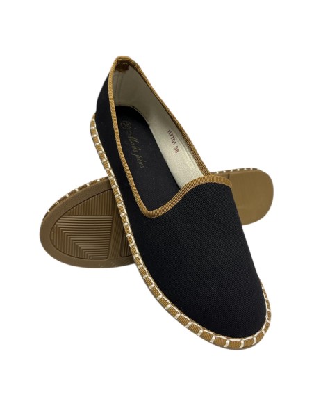 MOCASIN PLANO RIBETE SLIPPERS NEGRO