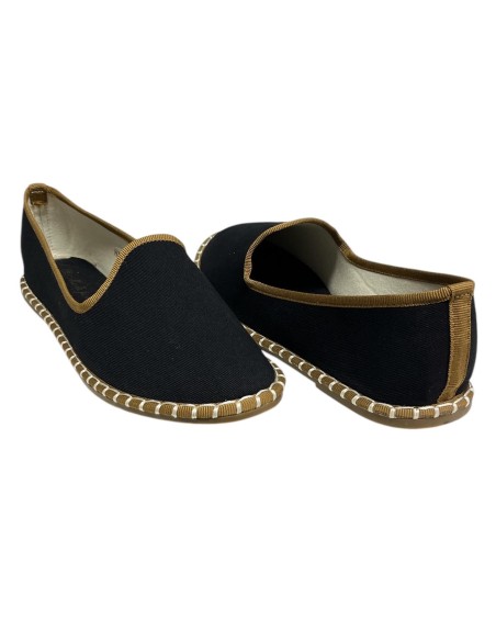 MOCASIN PLANO RIBETE SLIPPERS NEGRO