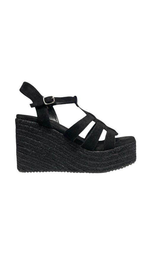 CUÑA TIRAS SERRAJE NEGRO