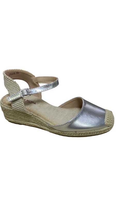 SANDALIA ESPARTO 3 CUERDAS PLATA