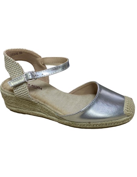 SANDALIA ESPARTO 3 CUERDAS PLATA