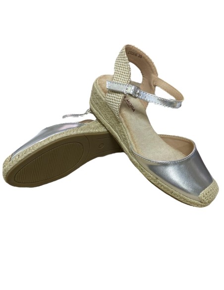 SANDALIA ESPARTO 3 CUERDAS PLATA