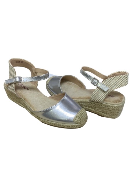 SANDALIA ESPARTO 3 CUERDAS PLATA