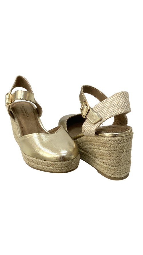 SANDALIA ESPARTO 5 CUERDAS ORO