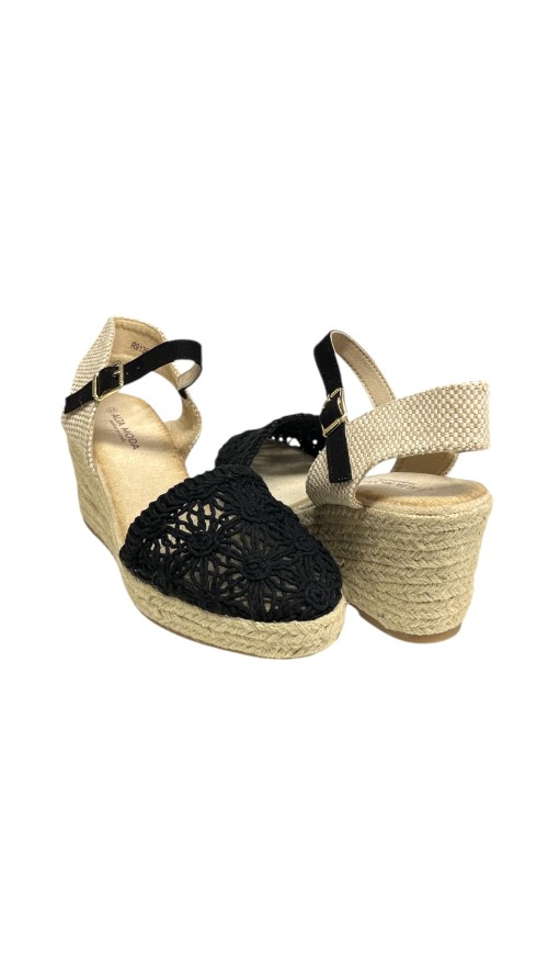 SANDALIA ENCAJE METALIZADO NEGRO