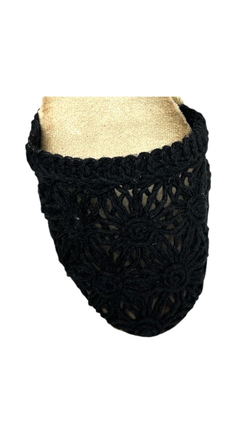 SANDALIA ENCAJE METALIZADO NEGRO