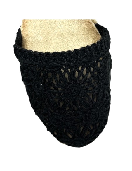 SANDALIA ENCAJE METALIZADO NEGRO