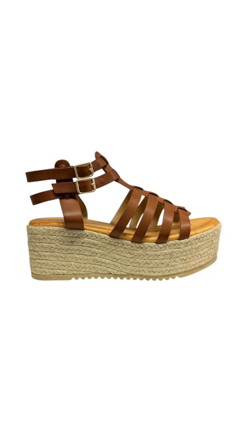 SANDALIA CUÑA ROMANA CAMEL
