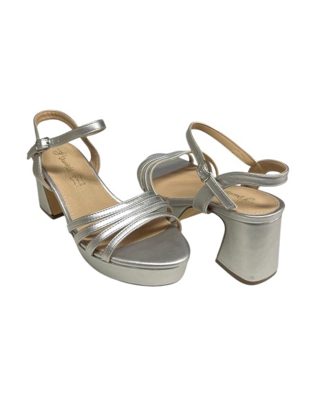 SANDALIA DE TACON PLATA