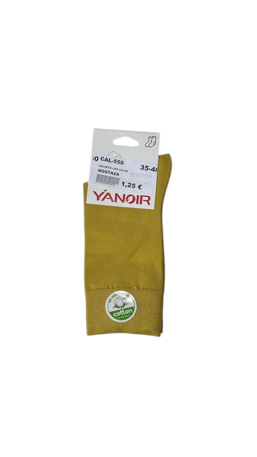 CALCETIN LISO COLOR MOSTAZA