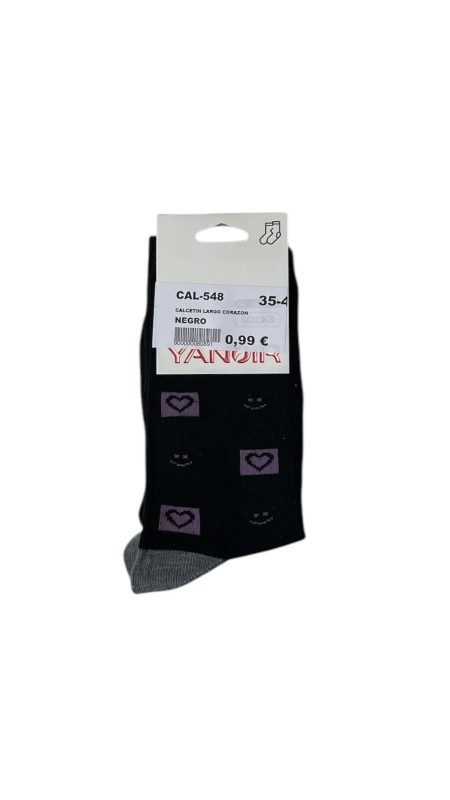 CALCETIN LARGO CORAZON NEGRO