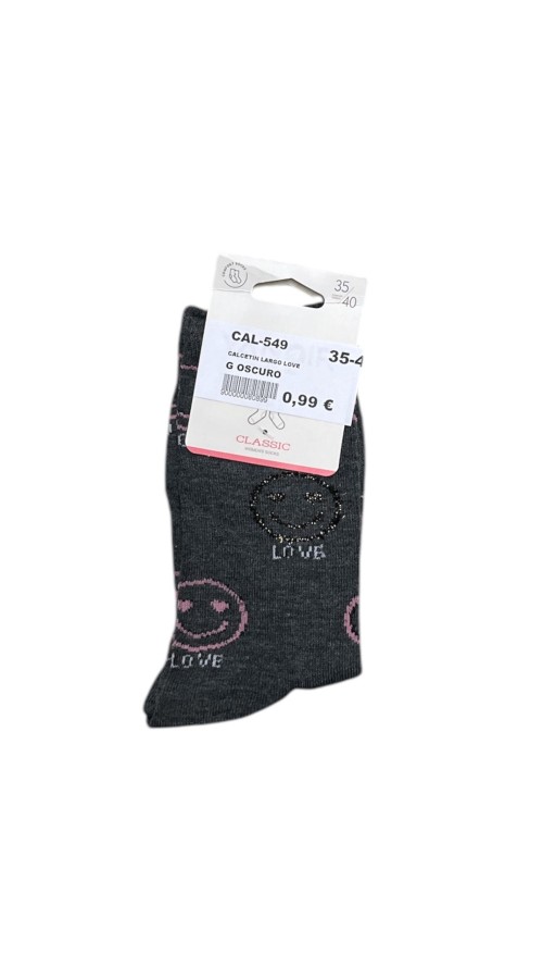 CALCETIN LARGO LOVE GRIS OSCURO