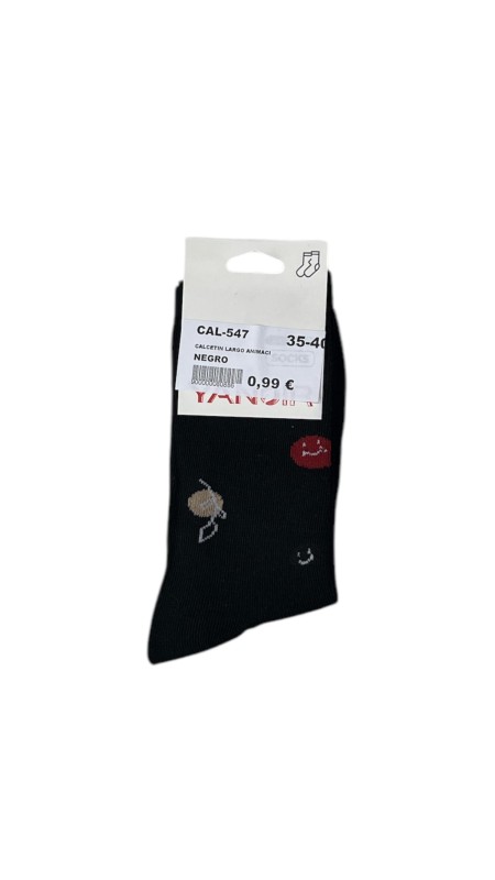 CALCETIN LARGO ANIMACION NEGRO