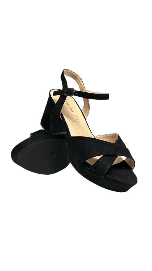 SANDALIA CRUZADA PLANTA PIEL NEGRO