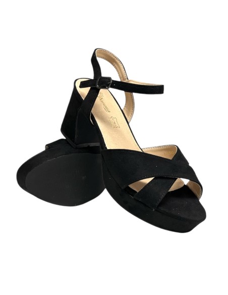 SANDALIA CRUZADA PLANTA PIEL NEGRO